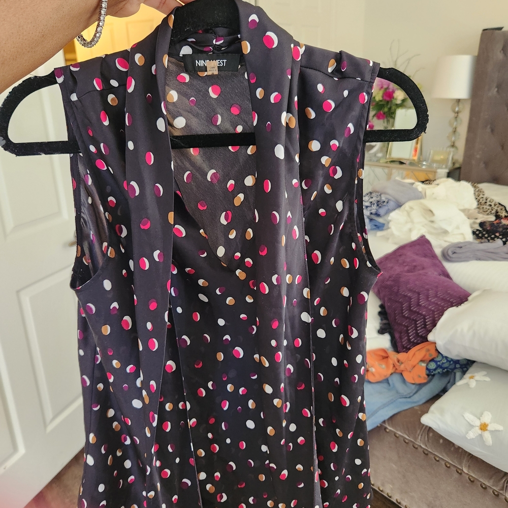 Nine West Multicolor Polka Dot Blouse